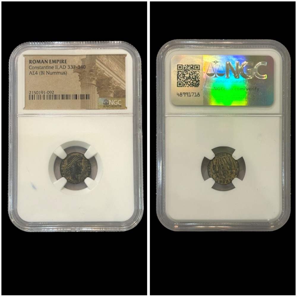 NGC ROMAN EMPIRE ANCIENT COIN Constantine ||, AD 337-340 AE4 (BI Nummus)